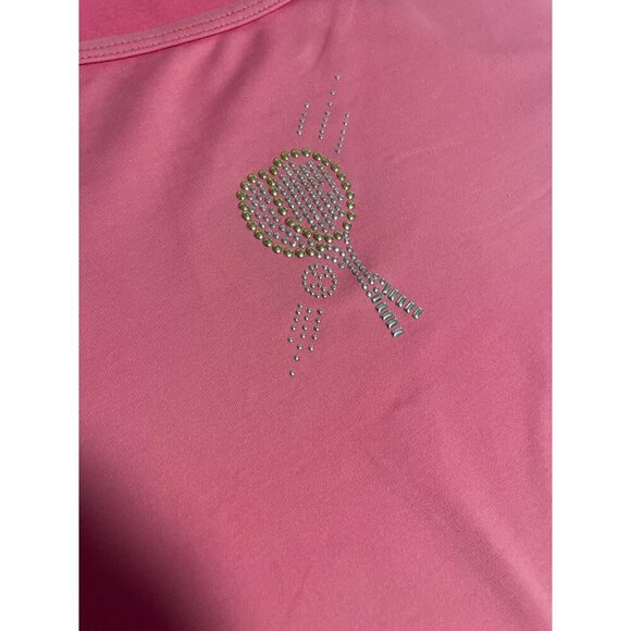 Vintage 90s Lilys Pink Sleeveless Tennis Sparkle Round Neck Tank Top Sz M - Picture 9 of 9